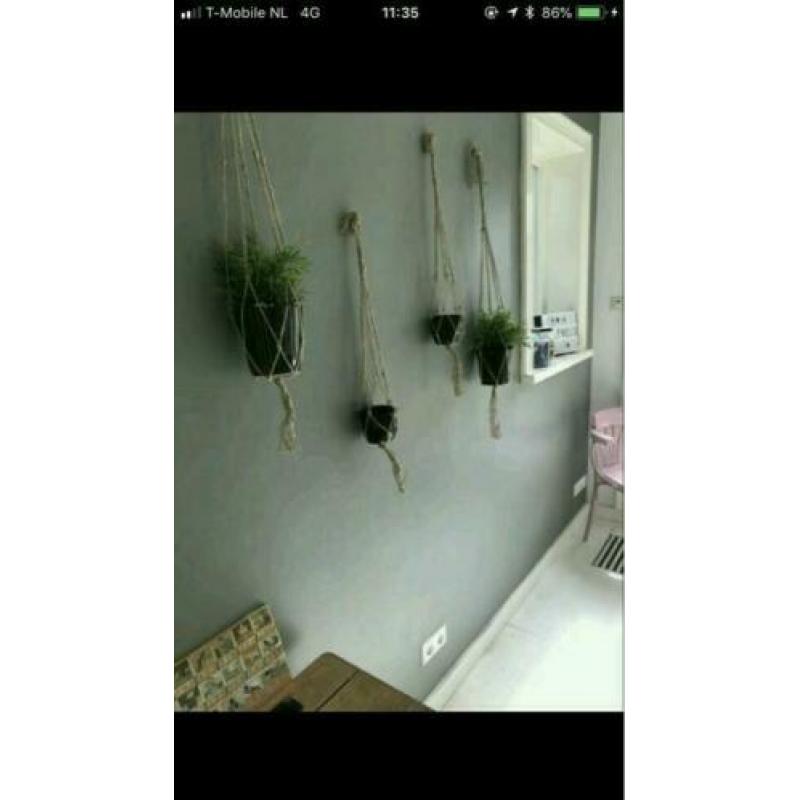 Plantenhangers van jute touw in div.maten. Vanaf 2.50