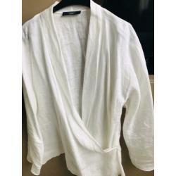 Cremekleurige linnen blouse van Weekend Max Mara mt 42