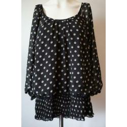 VERO MODA Prachtig Zwarte Blouse met Witte Stippen 42-44 L