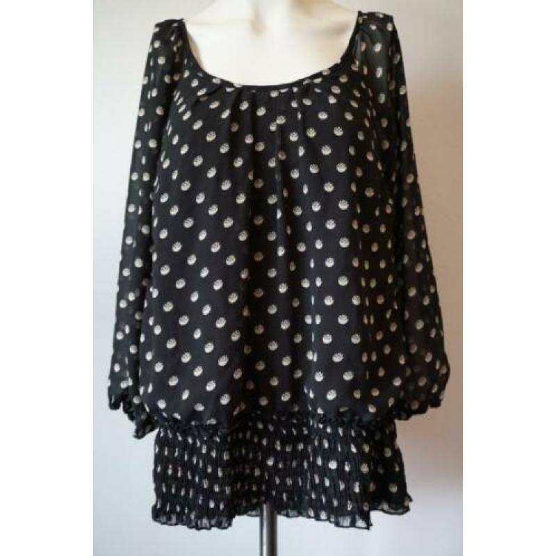 VERO MODA Prachtig Zwarte Blouse met Witte Stippen 42-44 L