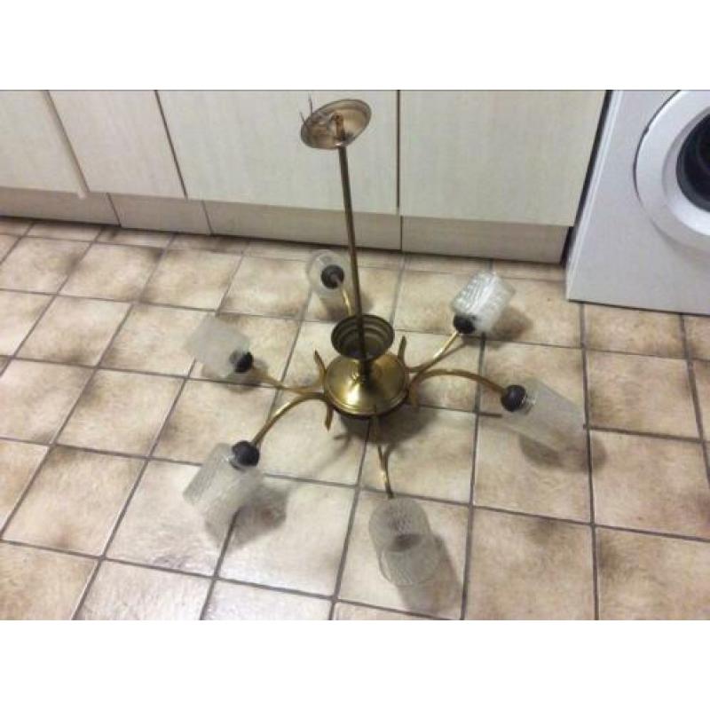 hanglamp jaren 70 met glazen kapjes