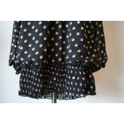 VERO MODA Prachtig Zwarte Blouse met Witte Stippen 42-44 L