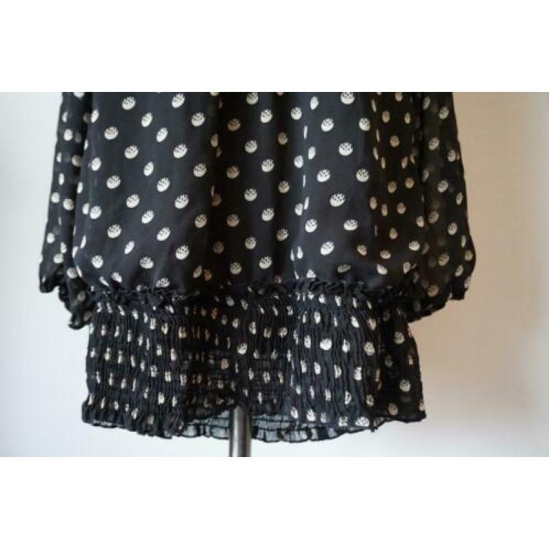 VERO MODA Prachtig Zwarte Blouse met Witte Stippen 42-44 L