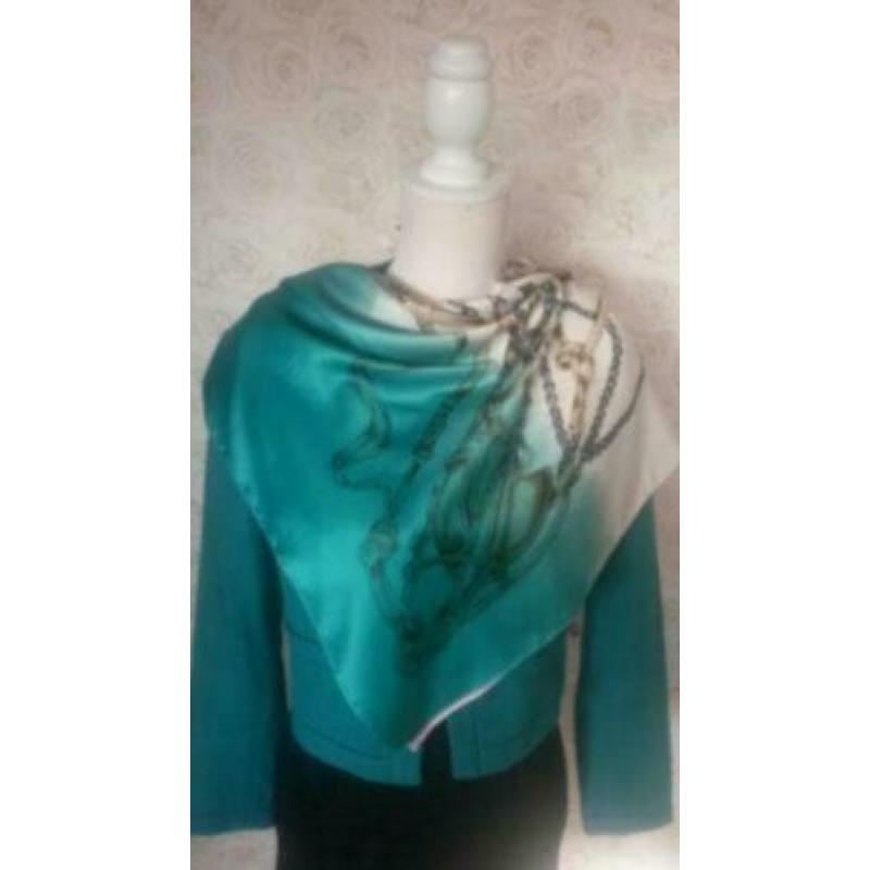 Purdey smaragd groene sjaal shawl roze creme groen