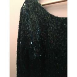 Groen glitter jurkje pailetten jurk feest gala party l xl !!