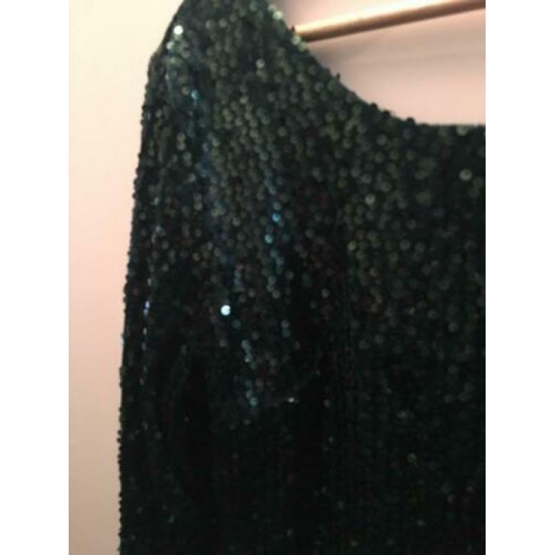 Groen glitter jurkje pailetten jurk feest gala party l xl !!