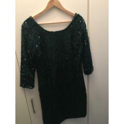 Groen glitter jurkje pailetten jurk feest gala party l xl !!