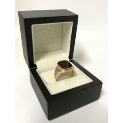 Antiek Gouden Heren Zegelring Rosé Accenten - Carneeol