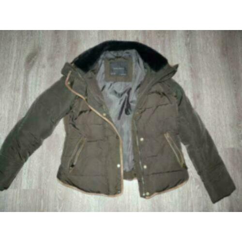 Winter bruin warme dikke dons veren winterjas Zara M 38 40.