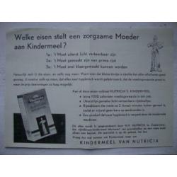 Nutricia Kindermeel oude reclame folder prijslijst