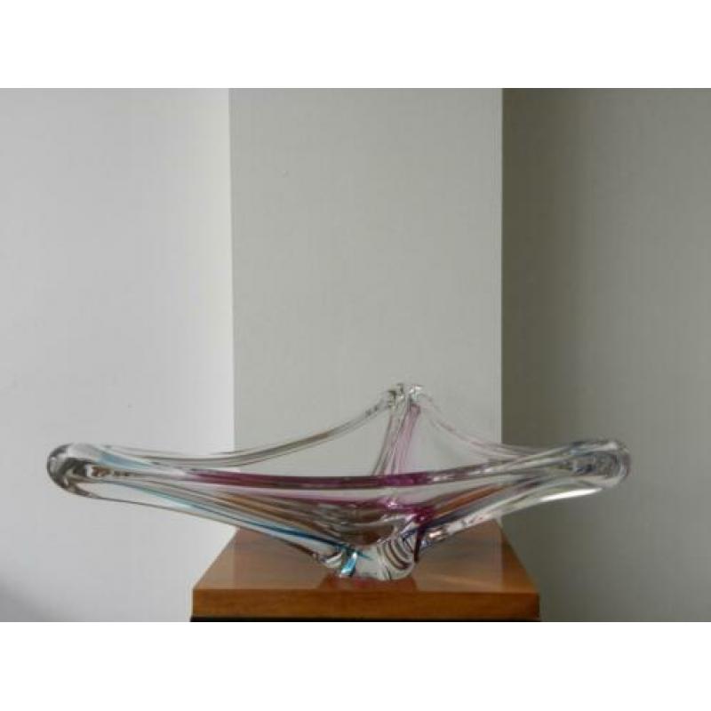 Kristal Unie grote Sixties Design Schaal Verboeket/blauw
