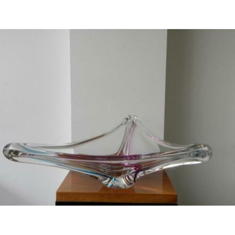 Kristal Unie grote Sixties Design Schaal Verboeket/blauw