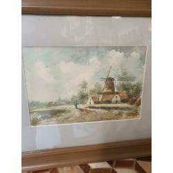 Schilderij molen landschap V. Borselen