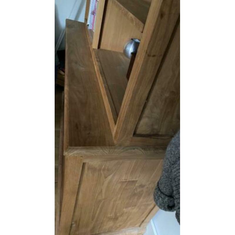 Teak houten buffetkast boekenkast open vitrinekast vakken