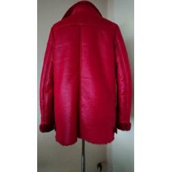 Rode leer look gevoerde winterjas van Berskha mt S