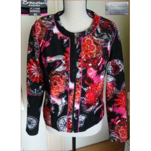 BRANDTEX zwart-rood retro jas maat 40 zgan