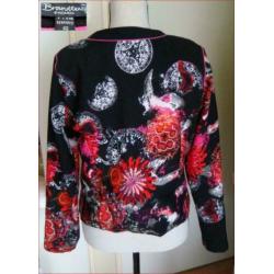 BRANDTEX zwart-rood retro jas maat 40 zgan