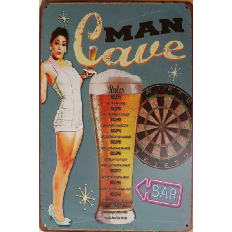 Man cave darts rules pinup reclamebord van metaal cafe bar
