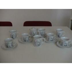 Douwe Egberts-Monaco servies-4 Kop/S+4 Bekers+Roomstelletje
