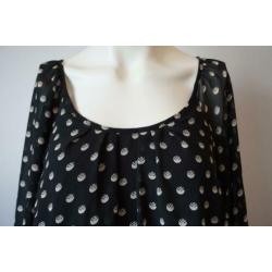 VERO MODA Prachtig Zwarte Blouse met Witte Stippen 42-44 L