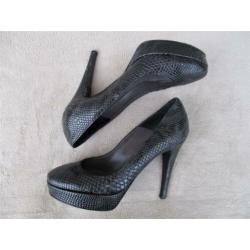 Zwarte leren high heel pumps il Décolleté maat 36 ½