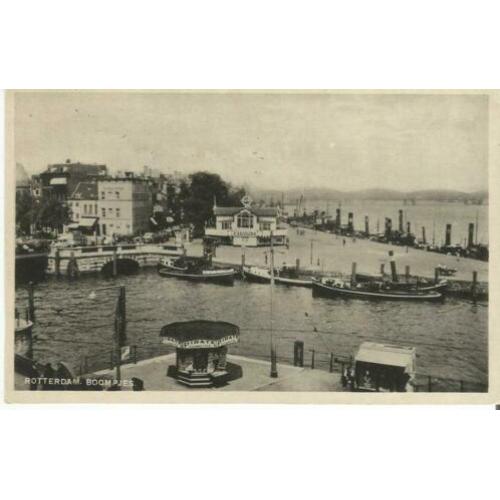Rotterdam heel veel sleepboten Boompjes e.o. kiosken 1938