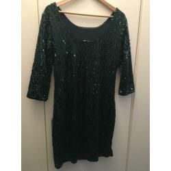 Groen glitter jurkje pailetten jurk feest gala party l xl !!