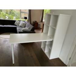 Kallax tafel /bureau kast combinatie wit van Ikea