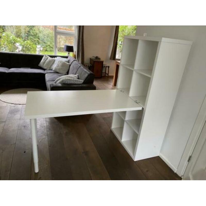 Kallax tafel /bureau kast combinatie wit van Ikea
