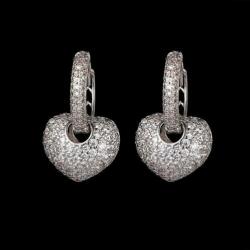 Oorbellen creolen hartjes platinum plated zirconia's zilver