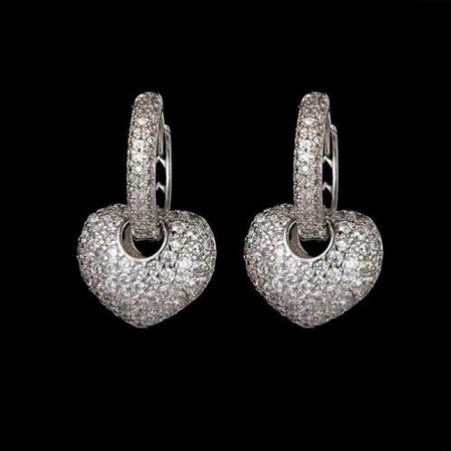 Oorbellen creolen hartjes platinum plated zirconia's zilver
