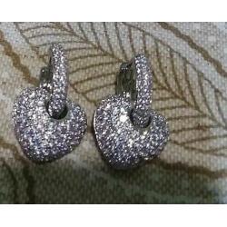 Oorbellen creolen hartjes platinum plated zirconia's zilver