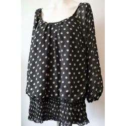 VERO MODA Prachtig Zwarte Blouse met Witte Stippen 42-44 L