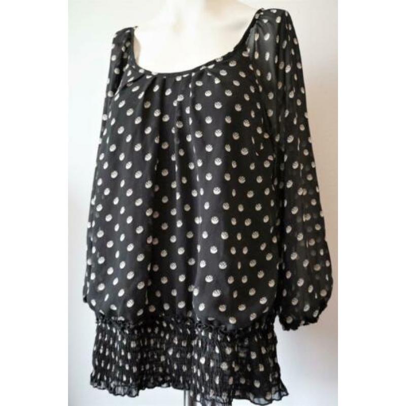 VERO MODA Prachtig Zwarte Blouse met Witte Stippen 42-44 L