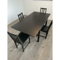 Uitschuifbare eettafel met 4 stoelen Bjursta stefan Ikea