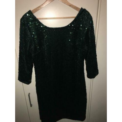 Groen glitter jurkje pailetten jurk feest gala party l xl !!