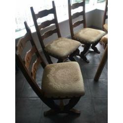 4 stoelen eiken zitting 47 hoog