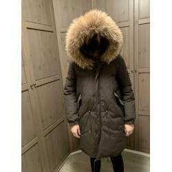 Airforce winterjas met bontkraag