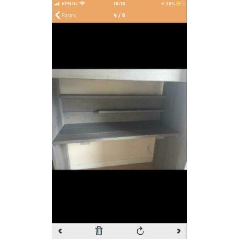 Steigerhout hoogslaper met bureau en kast €600 z.g.a.n.