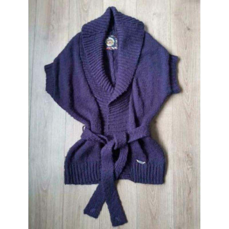 Paars vest - mouwloos - gebreid - maat M
