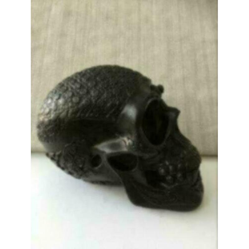 6 x Prachtige bewerkte schedel scull handgemaakt poly pr.st.
