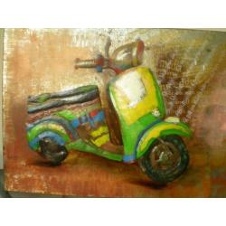 Prachtig 3d metal art schilderij-Scooter