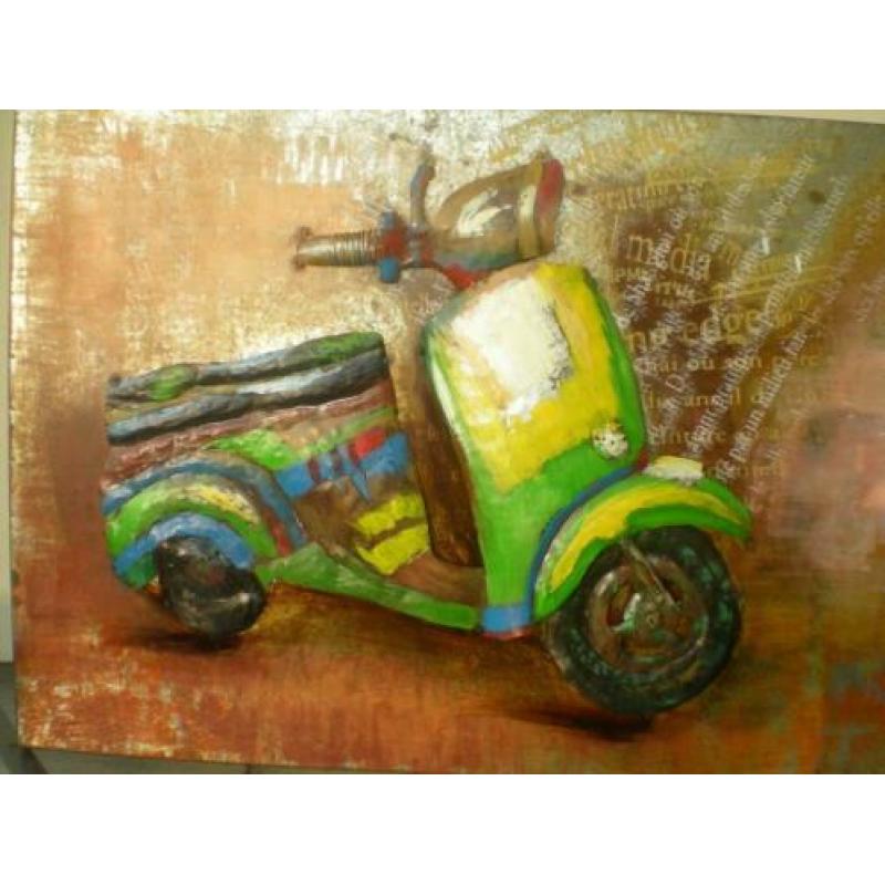 Prachtig 3d metal art schilderij-Scooter