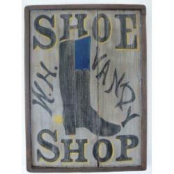 Handgeschilderd vintage houten bord/Shoe Shop/schoenmaker