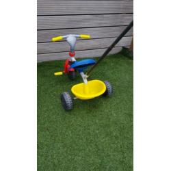 Driewieler Smoby met duwstang