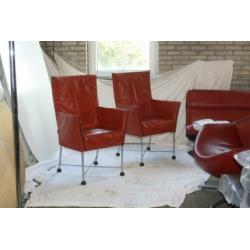 4 Originele Gerard vd Berg Chaplin Stoelen Montis Leder