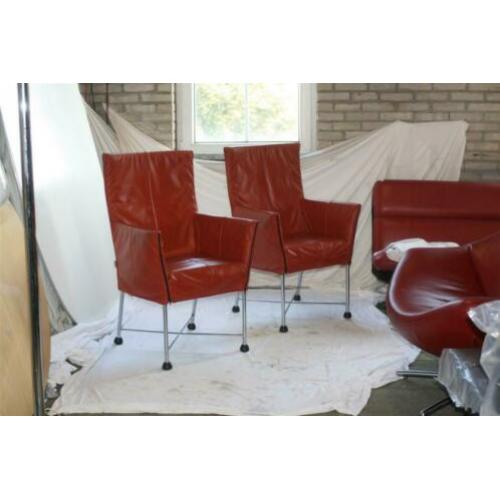 4 Originele Gerard vd Berg Chaplin Stoelen Montis Leder