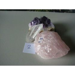 Amethyst , Rozenkwarts , Bergkristal. 2a
