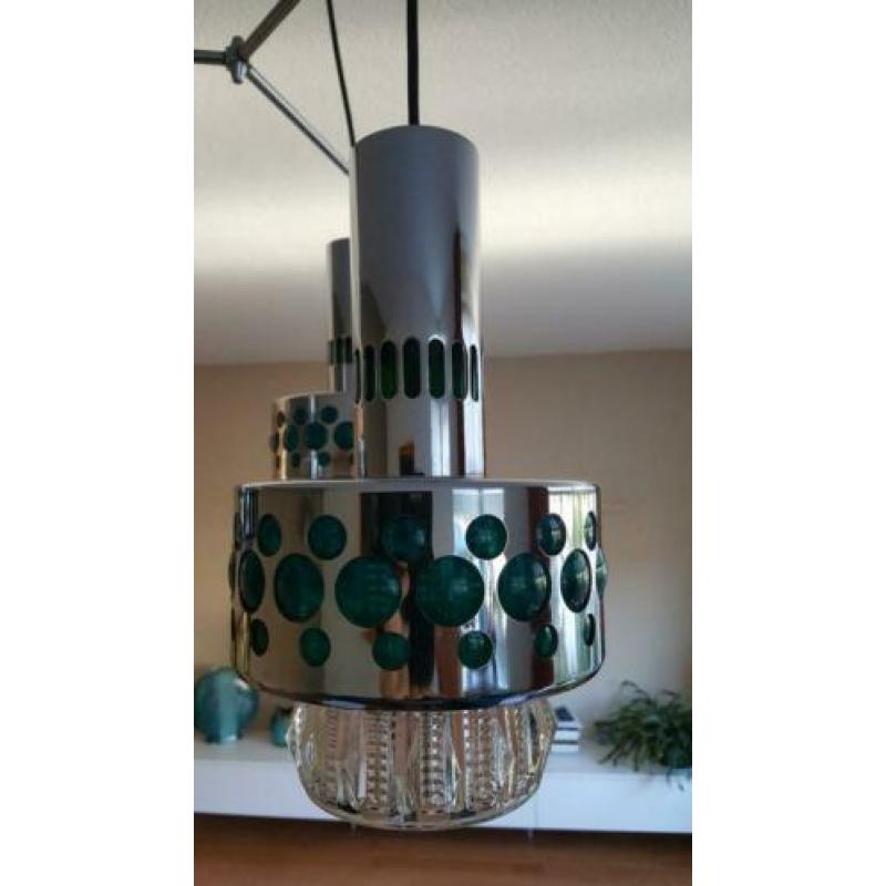 Prachtige jaren 70 retro hanglamp met chroom. Retro/ vintage