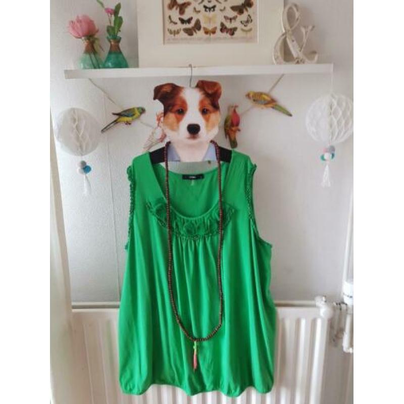 XTWO groene top met rozen zgan maat 52/54??